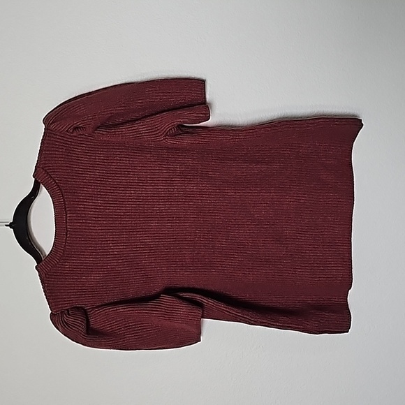 Express NWT Soft Ribbed Puff Sleeve Girly Warm Brown Sweater Top Large - Picture 6 of 7